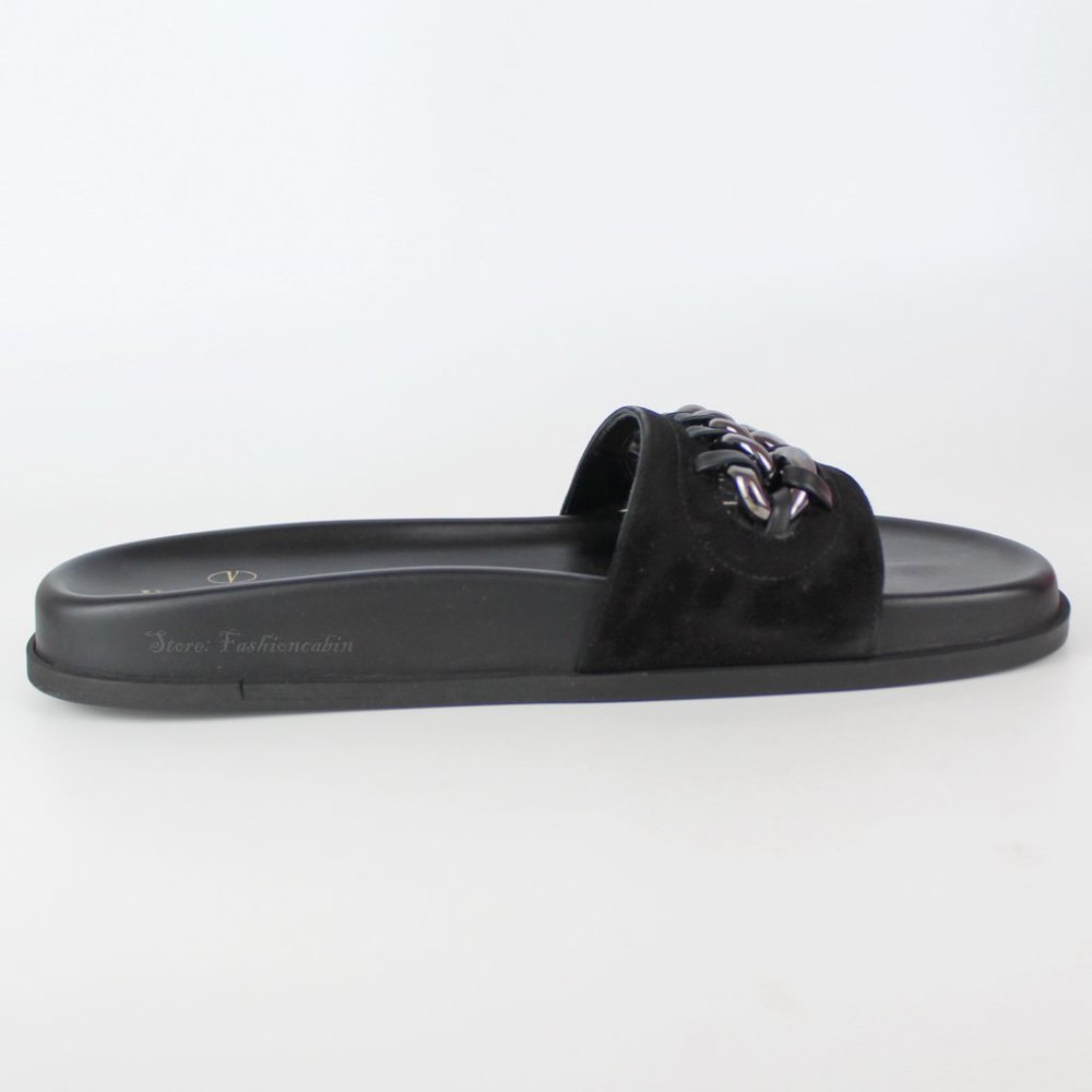 NEW VALENTINO GARAVANI Chain Slide Sandal, Black, EU 38.5 - Picture 6 of 16
